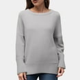 thumbnail image 4 of larppty Sweaters for Women 2025 Fall Long Sleeve Casual Loose Fit Knitted Basic Pullover Sweater Tops (Light Gray, L), 4 of 7