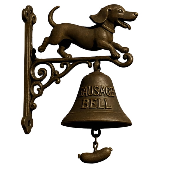 TALENO Witch Dachshund Farmhouse Doorbell - Hangable Manual Ring Decorative Bell for Opening Home Wall Housewarmings Garden Fence Shop Courtyard Cottage Entrances Bell for Door
