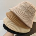 thumbnail image 3 of CoCopeaunts Plain Bucket Hat Women Girls Winter Warm Solid Color Beanie Hat Chunky Cable Knit Hats Foldable Floppy Knitted Cap, 3 of 8