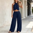 thumbnail image 4 of Two Piece Sets for Women Dressy Casual Plus Size Summer 2026 Solid-Color Sleeveless Top Pocket Elastic Waist Pants Sets, 4 of 7