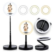 10.8inch BEAM LED Portable Portrait Halo Ring 360° Gooseneck Light - USB Powered w/ Brightness Control (Cool, Mixed, Warm) [Floor/Desk Stand & Phone Mount Included]