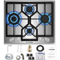 Gas Cooktop 23 inch, Adorer Bulit-in Gas Stove Top with 4 Burner, 23 Inch NG/LPG Convertible Cooktops, Four Burner Propane Cooktop with Thermocouple Protection, Stainless Steel