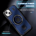 thumbnail image 4 of Case for iPhone 14 Plus,Carbon Fibre Dissipate Heat TPU+PC [Built-in Rotatable Magnetic Kickstand] Heavy Duty Drop Protection Shockproof Phone Case for iPhone 14 Plus,6.7 inch 2022 (Blue), 4 of 18