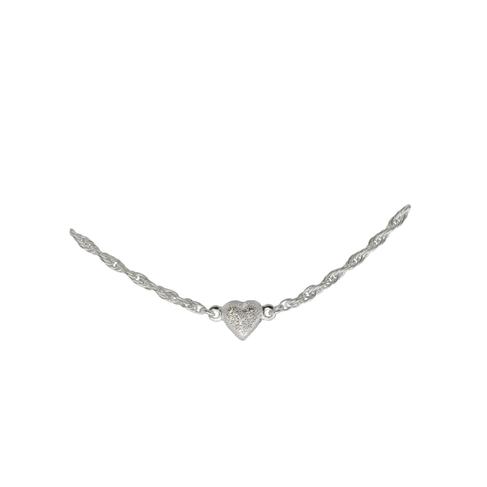 Brilliance Fine Jewelry 925 Sterling Silver Loose Rope Chain with Pave Heart Anklet, 9.5in