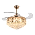 thumbnail image 2 of AFANQI 42" Crystal Retractable Ceiling Fan with Remote, Gold Chandelier, 3 Color Light, 2 of 15