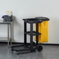 thumbnail image 3 of Clean Tek Professional Black 3-Shelf Janitor Cart - 18 gal Bag, Lid - 44" x 18 1/2" x 39" - 1 count box, 3 of 10