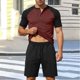 thumbnail image 1 of Ceisia Men's Slim Fit Waffle Knit 2-Piece Set Raglan Sleeve Henley Short Sleeve T-Shirt with Elastic Waist Drawstring Shorts Gifts, 1 of 5