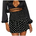 thumbnail image 2 of Idoravan Women's Basic Versatile Skirt Clearance Women High Waist Dot Print Mini Skirt Elasticity Waist A-Line Short Skirt, 2 of 9