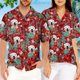 thumbnail image 3 of Camisa hawaiana unisex personalizada con estampado floral navideño para perros y gatos, camisetas de vacaciones en la playa con cara linda, camiseta de manga corta para hombres y mujeres, 3 of 5