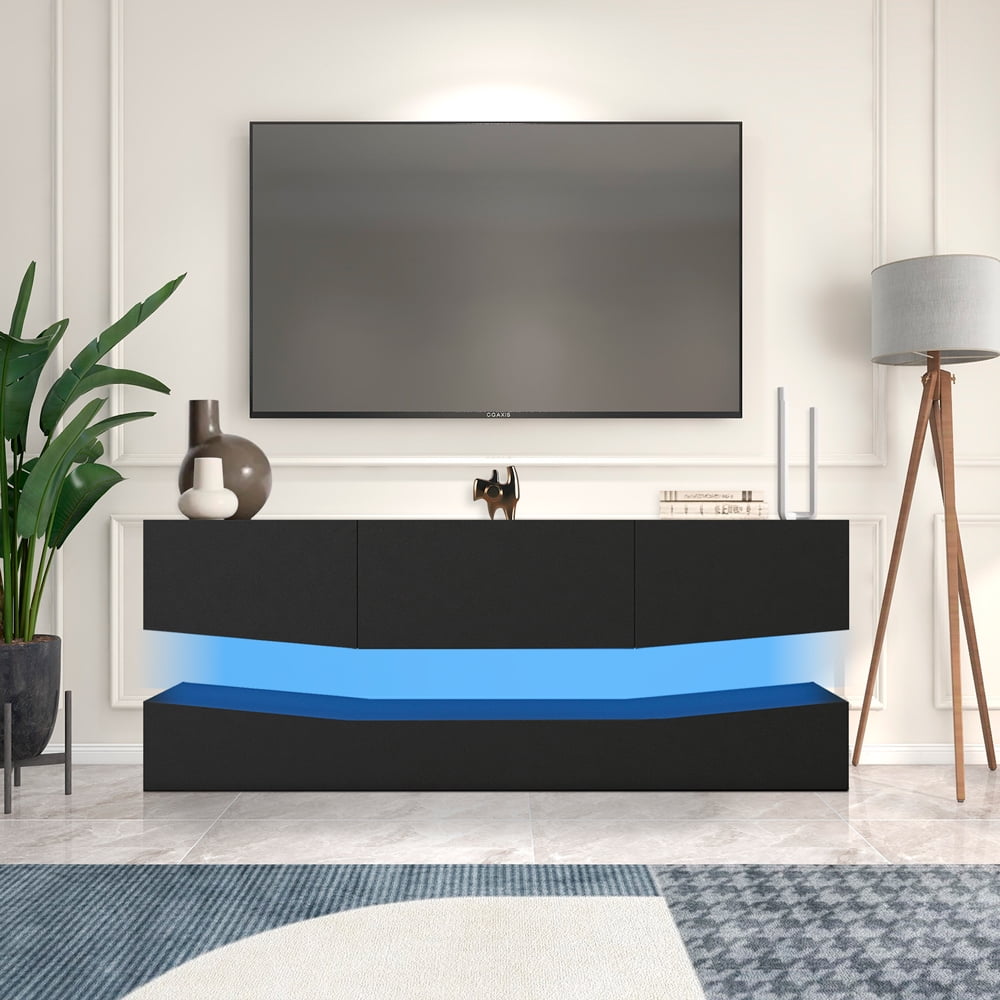 Modern TV Stand for 55 inch TVs, TV with LED Lights and 3