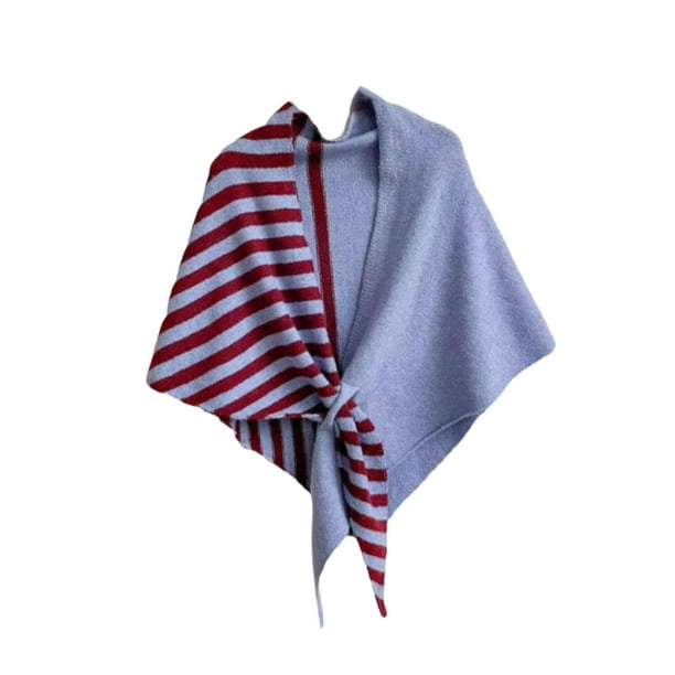 Chal de rayas para mujer, cálido, de fácil cuidado, moderno y acogedor, capa cruzada para invierno y otoño. rojo azul