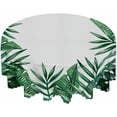 thumbnail image 4 of Tablecloth Palm Tree Leaves Tablecloths 60" Diameter Round Summer Tropical Green Leaf Exotic Nature Tablecloths for Dining Kitchen Wedding and Parties, 4 of 6