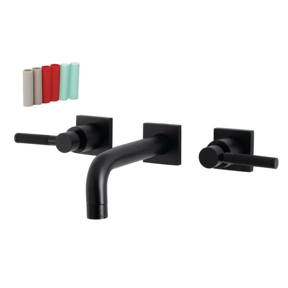 Kingston Brass KS6120DKL Kaiser Double-Handle Wall Mount Bathroom Faucet, Matte Black