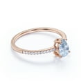 thumbnail image 3 of JeenMata 1 Carat Pear Shaped Aquamarine Promise Ring in 18k Rose Gold over Silver, 3 of 6