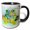 Black/White, variant on 3drose, Image of Funny Lime Aqua and Orange Fat Frog Painting, 11oz Two-tone Yellow Mug