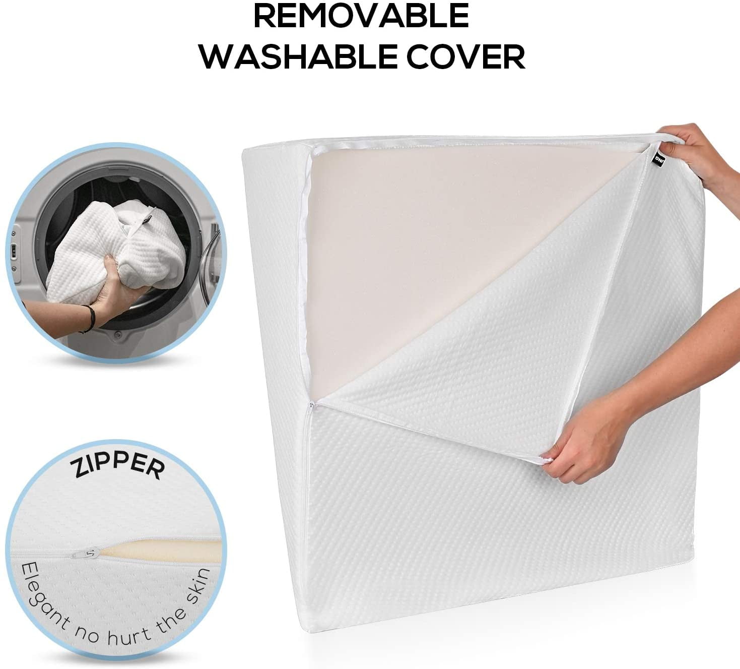 Ebung Leg Elevation Memory Foam Pillow | Elevating High Density Foam Wedge with Washable Cover | 24" (L) x 21" (W) x 8" (H)