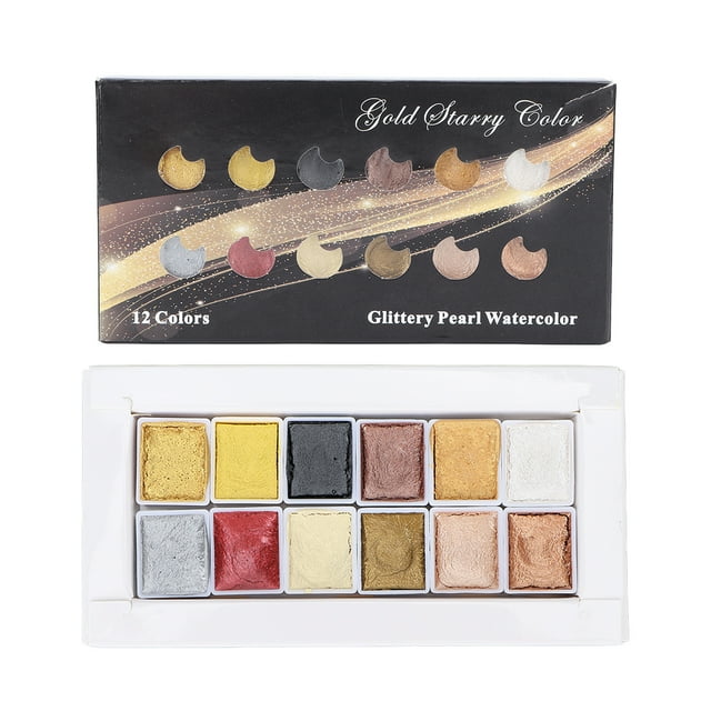 Watercolor Paint Set, 24 Pcs Metallic Macaron Solid Pearlescent Watercolor Paint Set Perfect For Artist, Students, Kids, Beginners & More-Portable With Palette