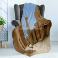 thumbnail image 4 of Desert Soft Flannel Fleece Throw Blanket, Sarai Batu Reconstruction of Capital City of Golden Horde Russia, Cozy Plush for Indoor and Outdoor Use, 70" x 90", Pale Brown Pale Blue, by Ambesonne, 4 of 5