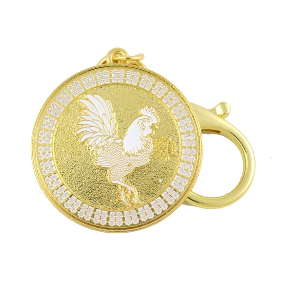 Feng Shui Rooster Peach Blossom Amulet Keychain