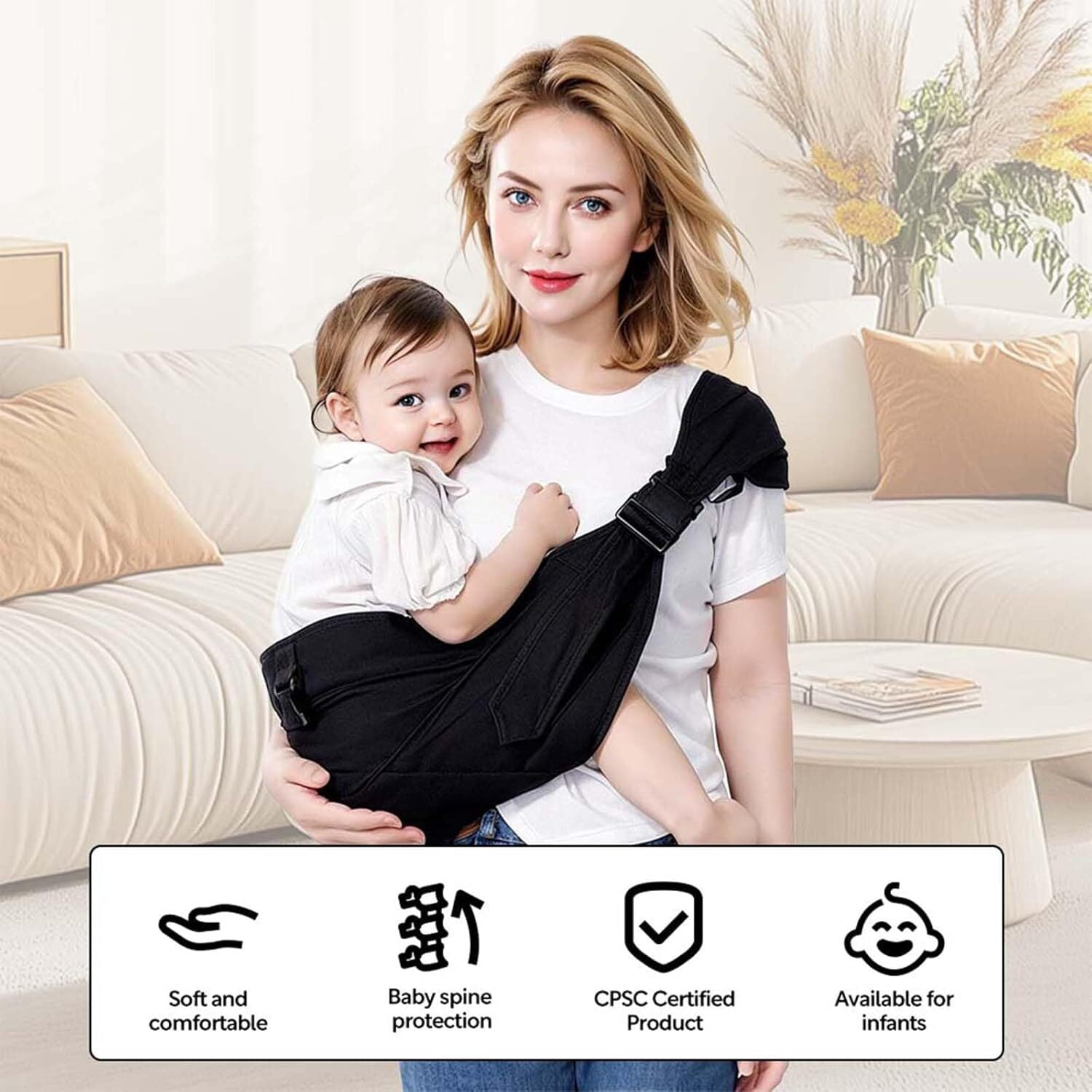 Gilysido Black Baby Carrier for Toddler, Safety and Non-Slip, Lightweight and Adjustable（5 months to 4 years)