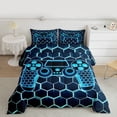 thumbnail image 2 of Manfei Game Console Full Size Comforter Sets,Gamepad Gamer Bedding Comforter Set,Neon Blue Hexagon Bedding Sets For Kids,Super Cozy Room Decor Reversible,3 Pieces, 2 of 8