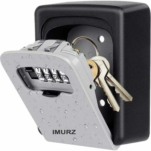 Secure Key Box with 4-Digit Code, Waterproof Rustproof, for Home, Office, Garage, Gym - Wall Mountable