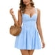 thumbnail image 1 of Vestido Parthea de verano sin mangas en forma de corazón azul para mujer, 1 of 5