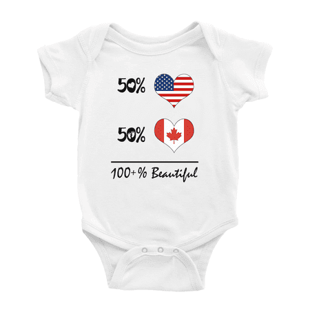 

50% Canadian + 50% American = 100+% Beautiful Cute Baby Bodysuit