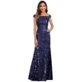 thumbnail image 1 of Vestido para madre del novio YXFDKZIB azul marino con lentejuelas y hombros descubiertos, 1 of 7