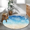thumbnail image 4 of Blue Beige Ombre Coastal Round Rug 3ft Washable Circle Entryway Rugs Non Slip Nautical Beach Starfish Coral Summer Area Rug Indoor Floor Carpet for Bedroom Kitchen Living Room Home Office Dining Room, 4 of 8