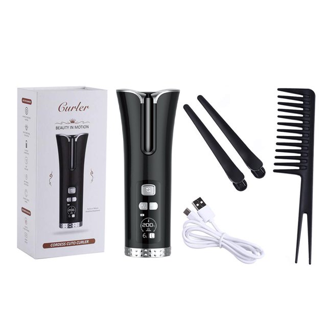 Seitruly Rizador de cabello Rizador de cabello automático Pantalla LCD Rizador recargable portátil inalámbrico Cuidado del cabello Negro Seitruly CE000348-01B