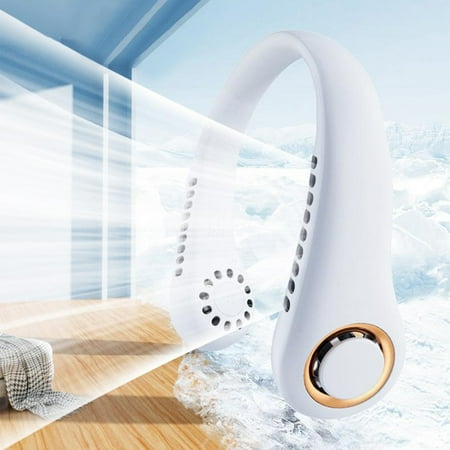 

Seebayas Portable Hanging Fan Hands Bladeless Fan Operated Wearable Personals Fan Leafless Rechargeable Headphone Design USB Powered Hanging Necks Fan 5 Speeds Box Fan