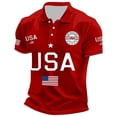 thumbnail image 3 of XINPING Mens 250 Anniversary USA Shirt Menâs USA Graphic Patriotic Polo Shirt, American Flag and Star Print Collared Shirt, 250th Anniversary Independence Day Short Sleeve Casual Top with Red, 3 of 3