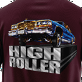thumbnail image 4 of Rollin Hard men's High Roller Lowrider burgundy classic fit front and back print graphic tee shirt, 4 of 5