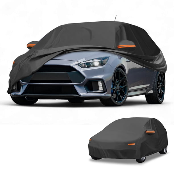 Funda para automóvil impermeable para Ford Focus Hatchback 210D-PU negra con franjas reflectantes