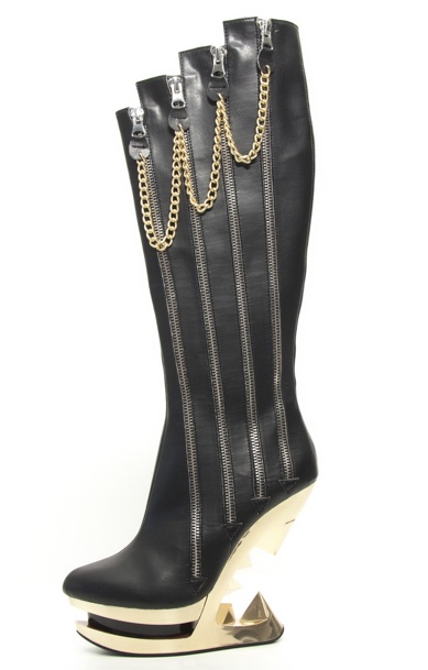 tall black boots wedge heel