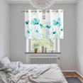 thumbnail image 5 of Blue Aqua Flower Kitchen Curtains Small Short 39 Inch Length, White Floral Plant Herb Botanical Grommet Top Bedroom Living Room Curtains, Light Filtering Cafe Curtain Drapes 2 Panels Set 55''x39'', 5 of 9