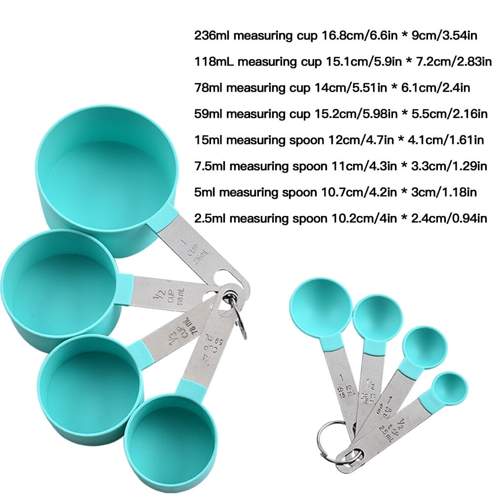 1pc Stainless Steel Cup measuring spoon set, plastic stainless steel handle measuring  spoon 8-piece set combination with scale baking tool