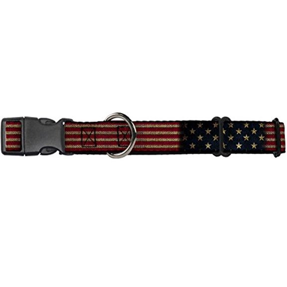 buckle-down vintage us flag stretch martingale dog collar