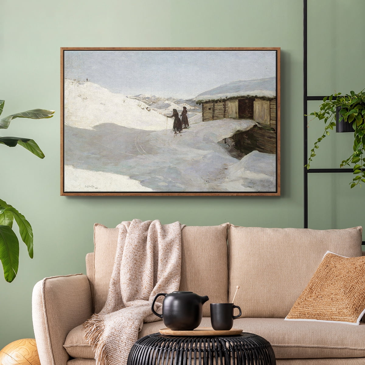 Vintage Landscape-CCLXXII By Wexford Home Framed in Walnut Wood Gallery Wrapped Canvas 27 in. x 41 in.