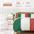 thumbnail image 6 of 3 Piece Mexican Flag Shabby Duvet Cover Set Full Size, Microfiber Comforter/Quilt Cover with Corner Ties and 2 Pillowcases, Green White Red Stripes All Season Soft Bedding with Zipper Closure, 6 of 8