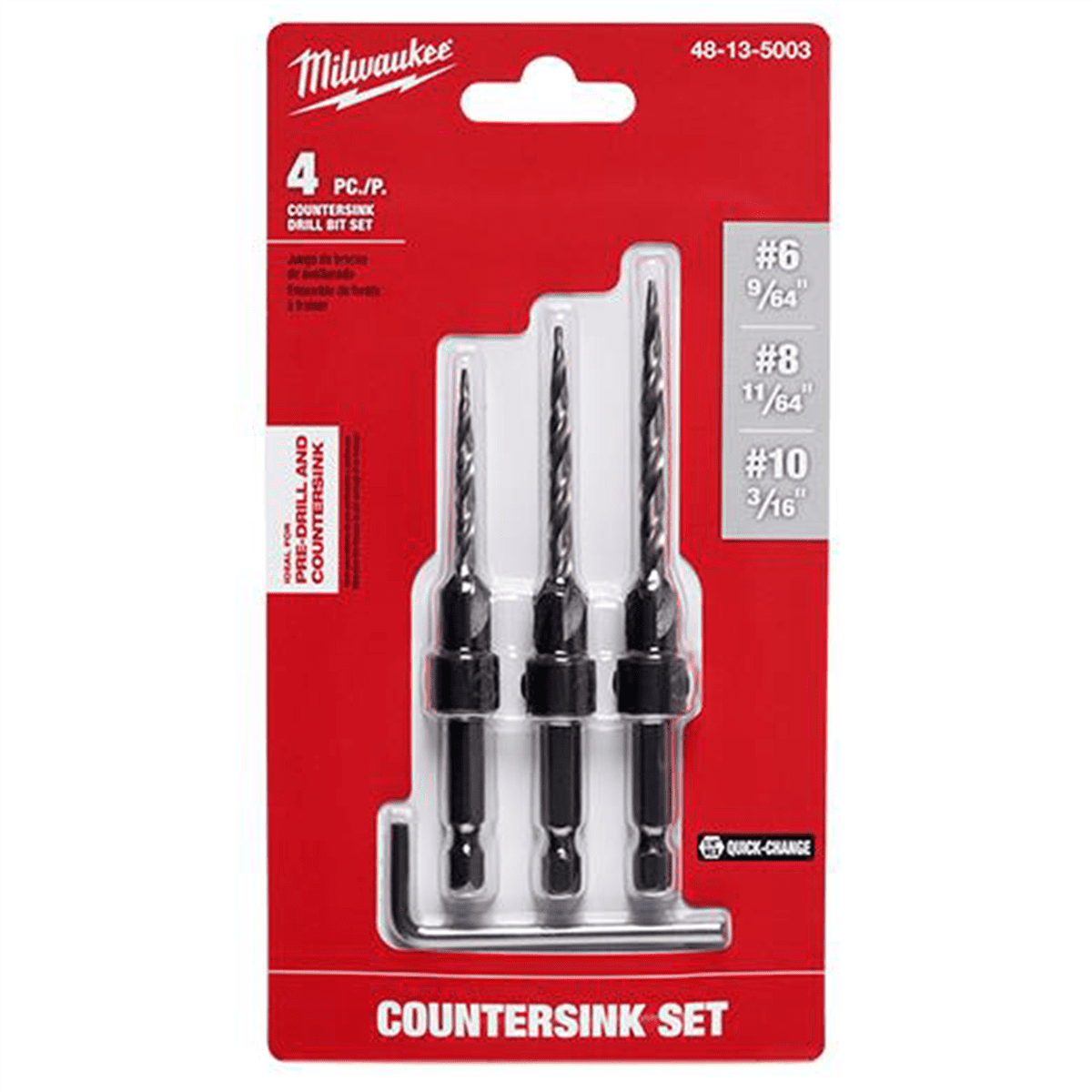 Milwaukee Tool 4 Pc Countersink Drill Bit Set