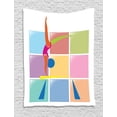 thumbnail image 1 of Gymnastics Tapestry, Abstract Athlete Balancing on a Vault with Checkered Colorful Squares Background, Wall Hanging for Bedroom Living Room Dorm Decor, 40W X 60L Inches, Multicolor, by Ambesonne, 1 of 2
