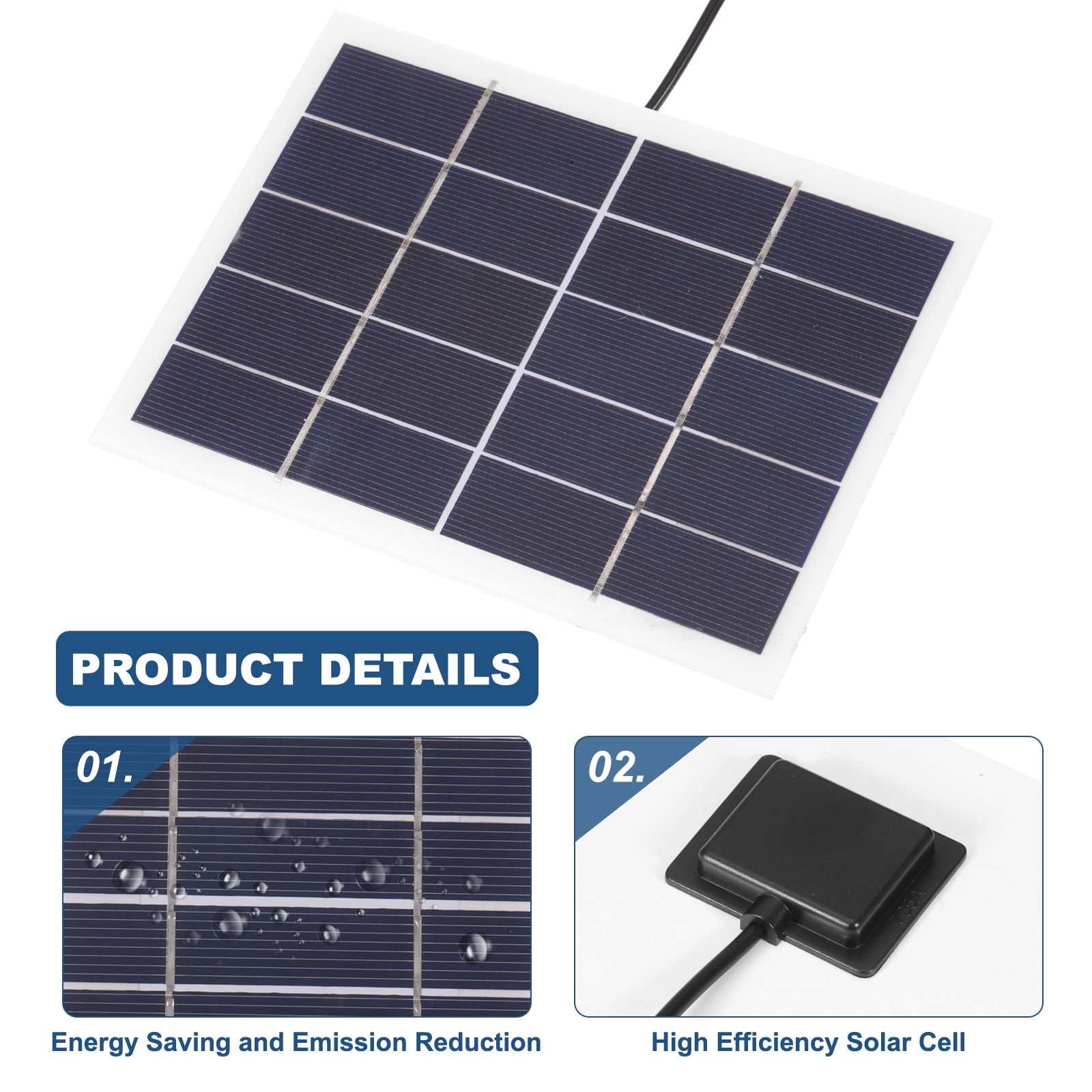 5V 3W 0.6A Mini Solar Panels, 3.1m Wire DC Connector  for Solar Power Charge Home Garden Lamp Street Light Solar System Kits