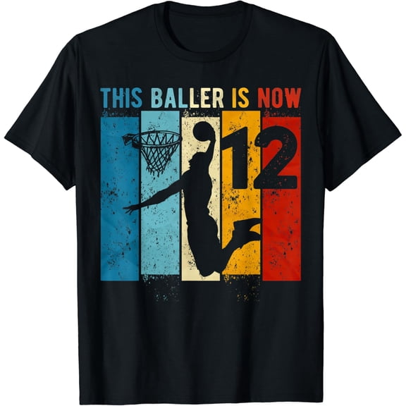 12 Year Old Basketball 12th Birthday Boy T-Shirt Black Medium