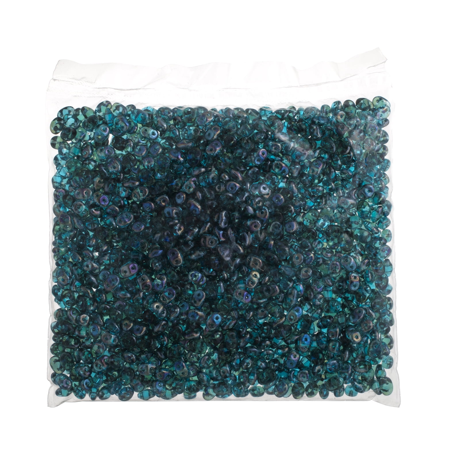 John Bead 100g Czech Glass Superduo 2-Hole Beads 2.5x5mm Aquamarine Graphite Rainbow
