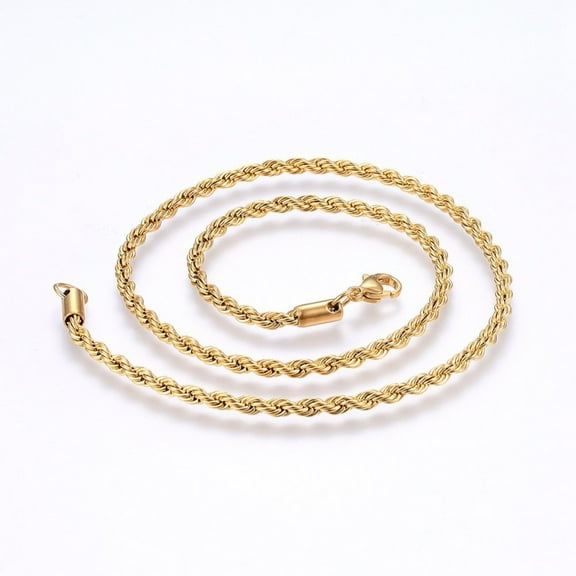 1pc 304 Stainless Steel Rope Chain Necklaces with Lobster Claw Clasps golden 17.7 inch(45cm) 4mm