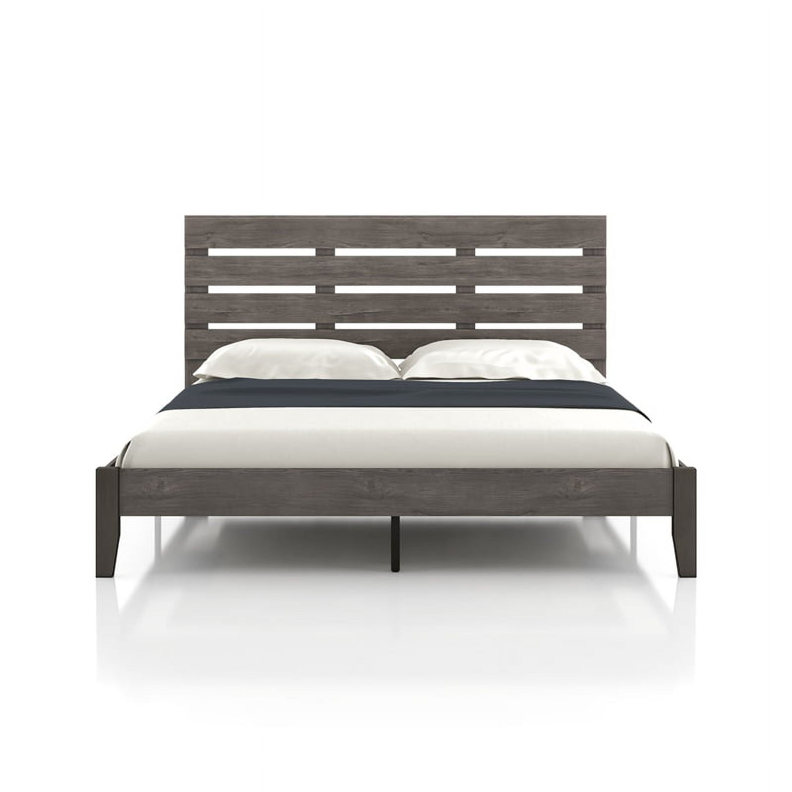 Furniture of America Vaker Transitional Wood California King Slatted Bed in Gray