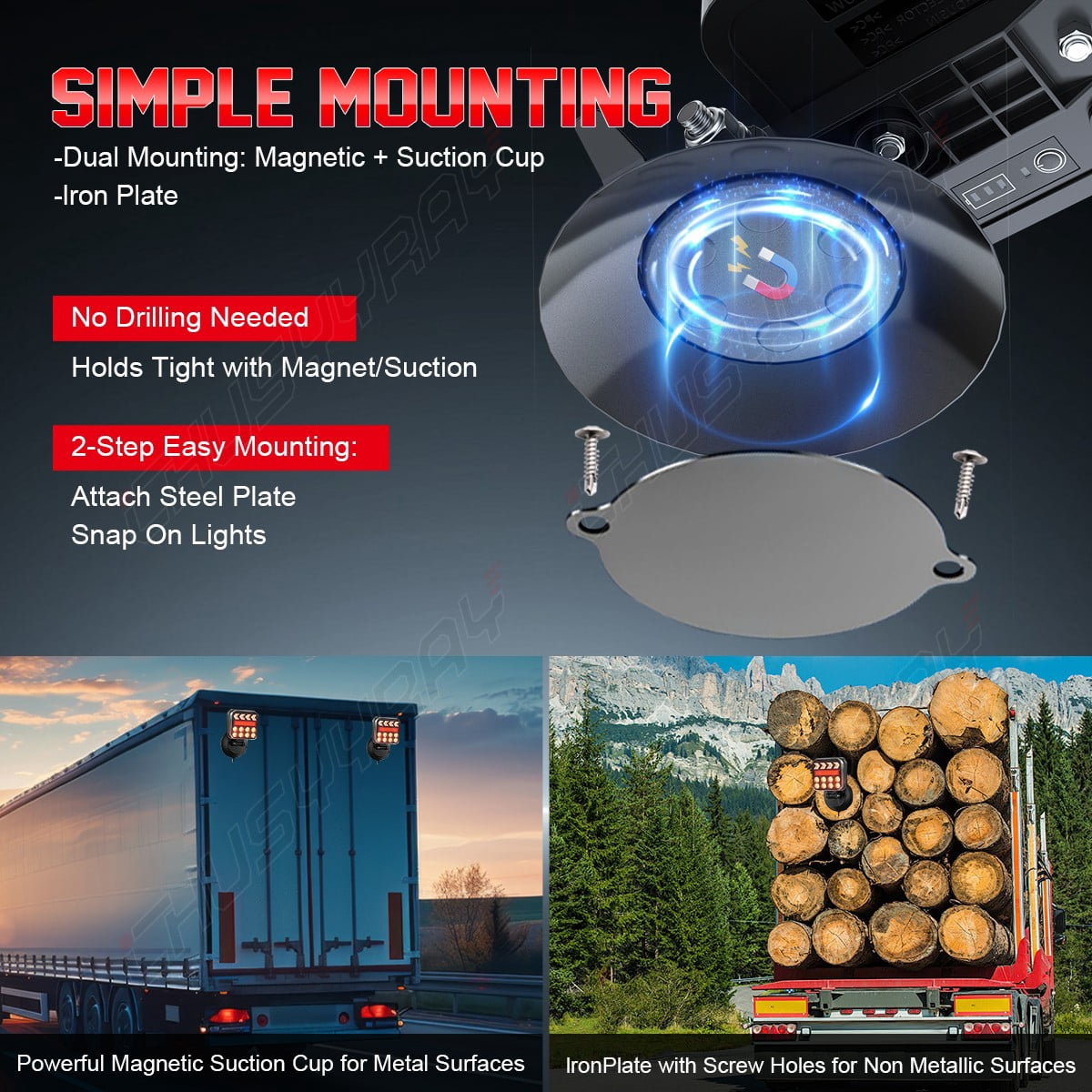 Wireless Magnetic Trailer Lights LED TailLight Kit For Western Star 4900 Semi