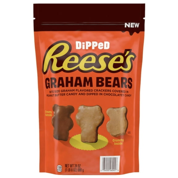 Reese's Dipped Graham Bears, Chocolate and Peanut Butter, 24 oz (2 Bags)